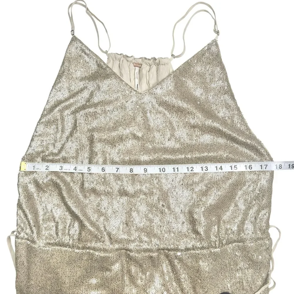 Free People | Women | Champagne All Over Sequin Slouchy Party Jumpsuit | Large